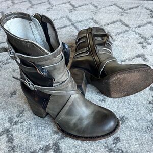 Freebird Gray and Brown Heeled Boots